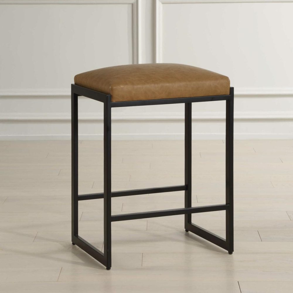 Barstools-Counter Stools |  Atticus Counter Stool, Black