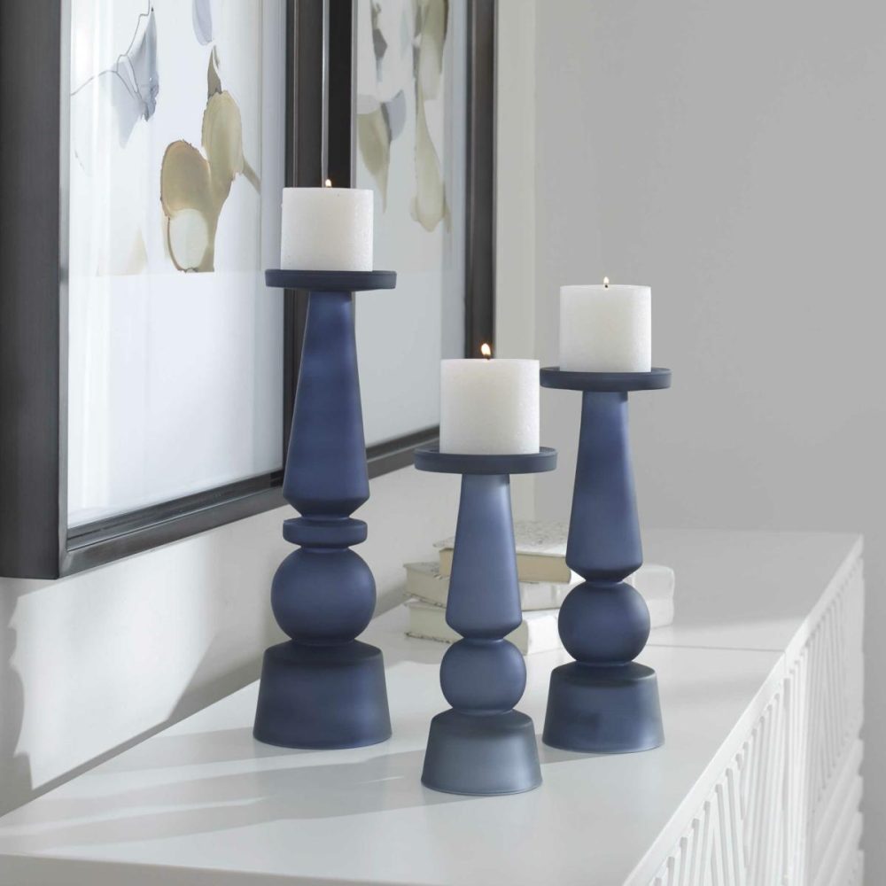 Candleholders |  Cassiopeia Candleholders, Midnight Blue, S/3