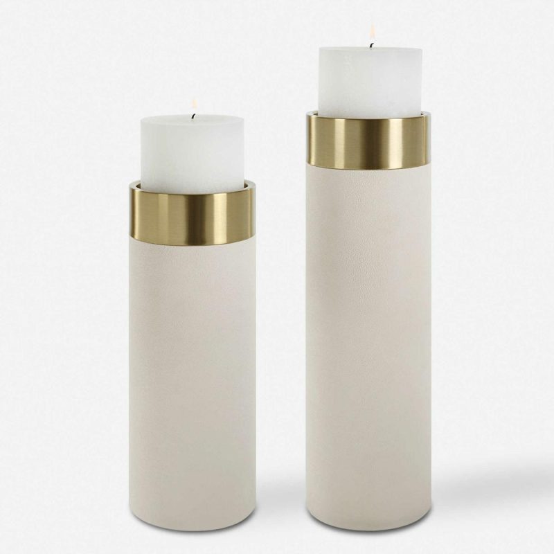 Candleholders |  Wessex Candleholders, White, S/2