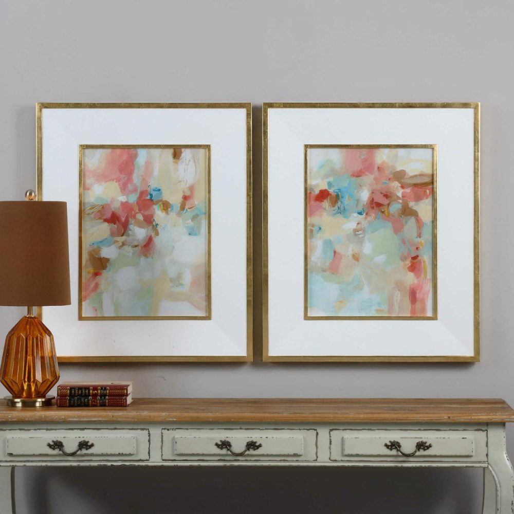 Framed Prints |  A Touch Of Blush And Rosewood Fences Framed Prints, S/2