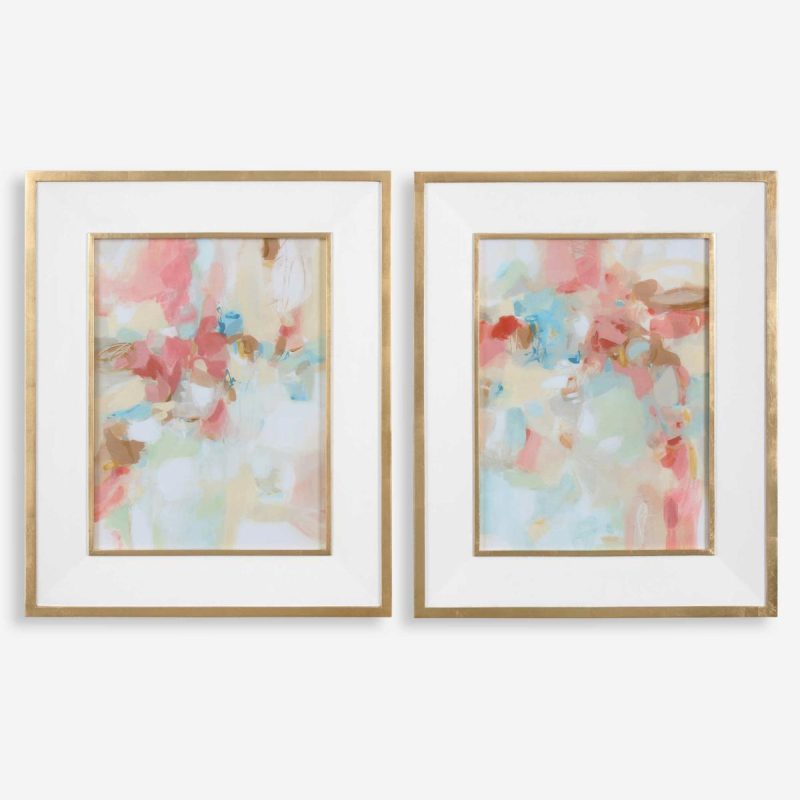 Framed Prints |  A Touch Of Blush And Rosewood Fences Framed Prints, S/2