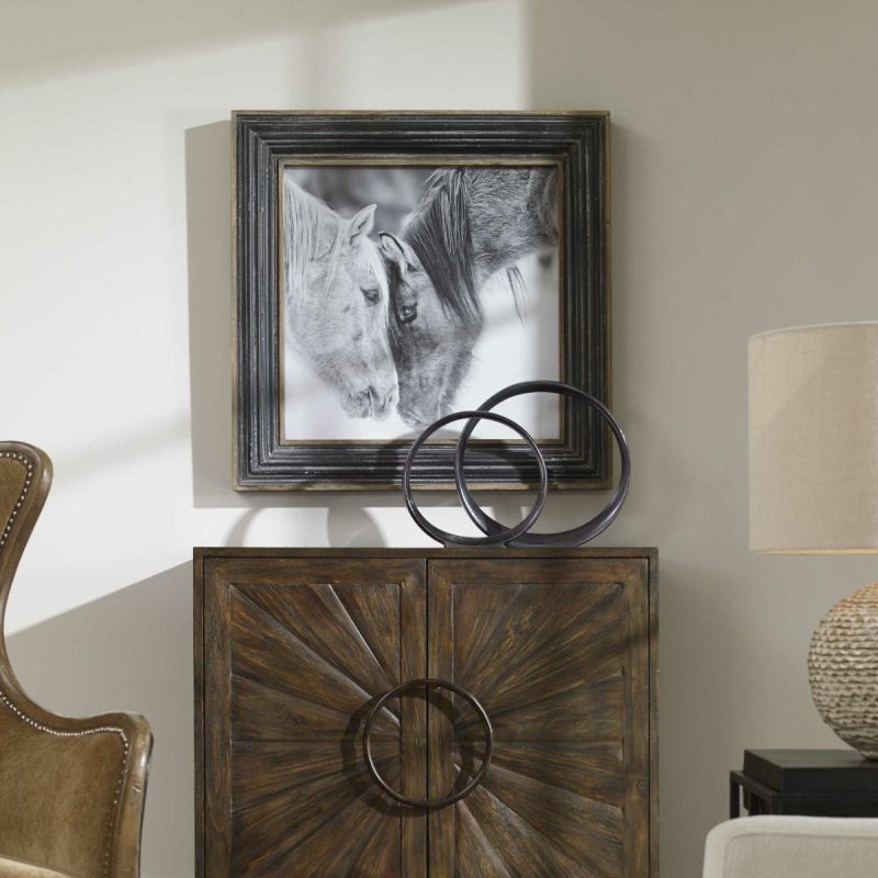 Framed Prints |  Custom Black And White Horses Framed Print