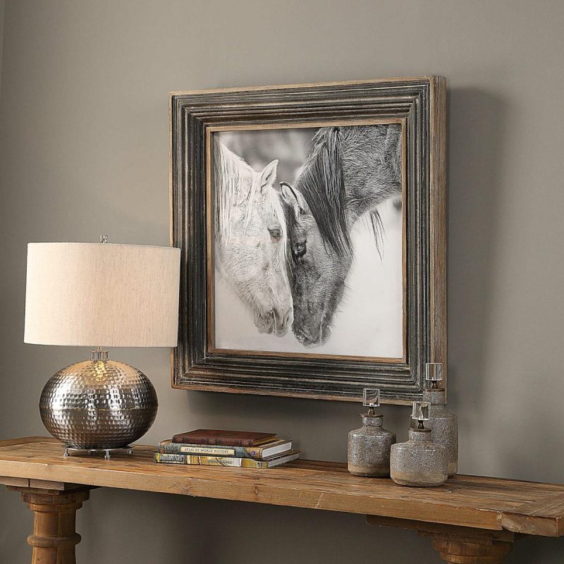 Framed Prints |  Custom Black And White Horses Framed Print