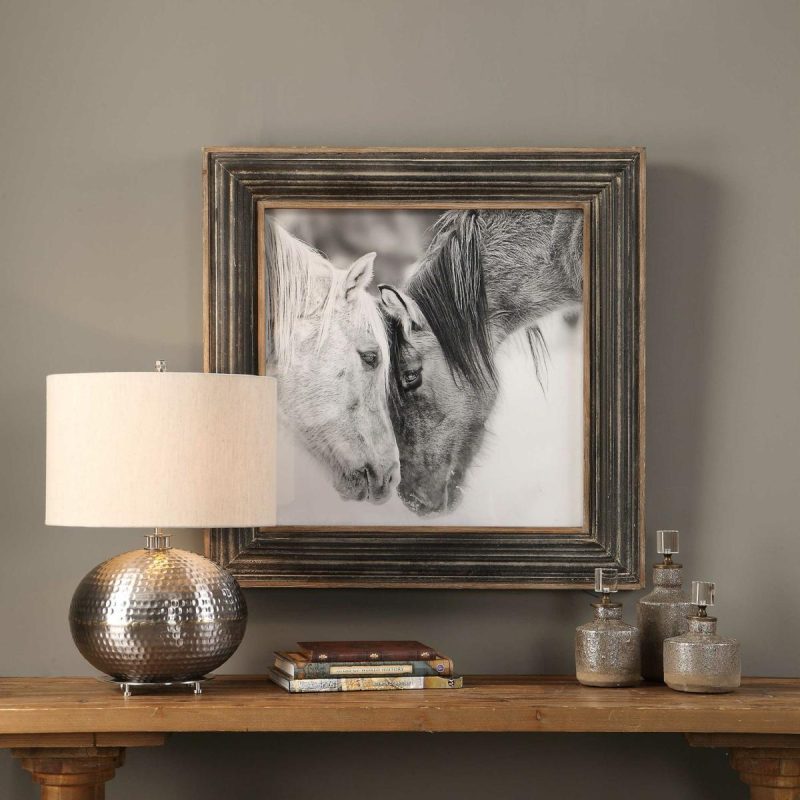 Framed Prints |  Custom Black And White Horses Framed Print