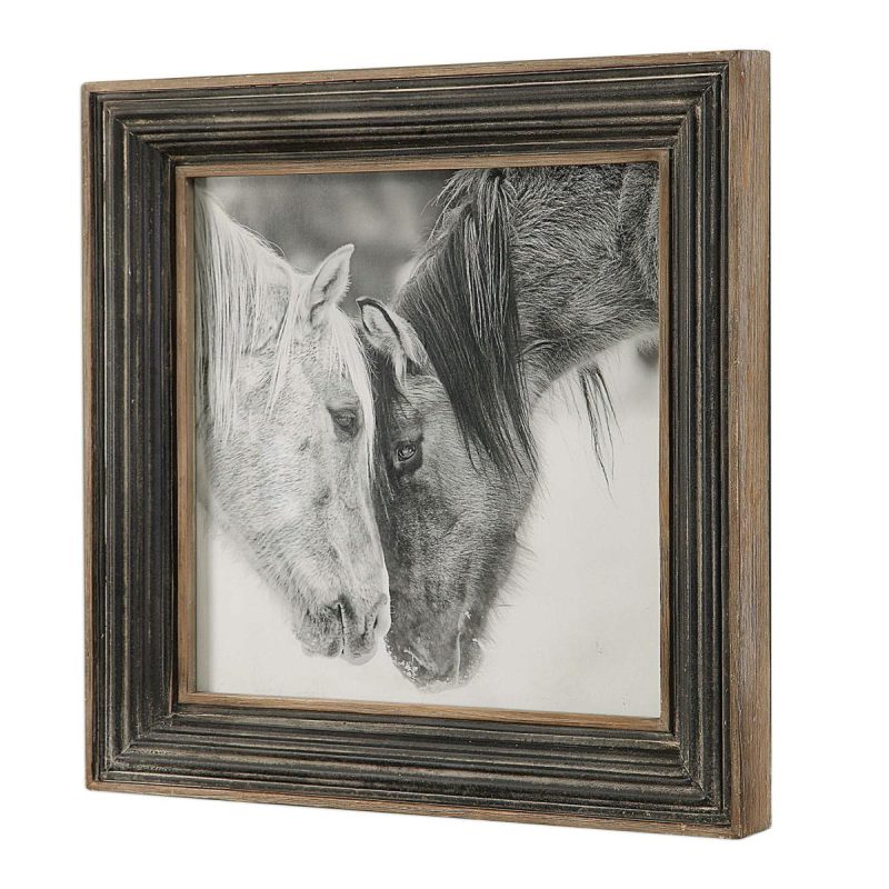 Framed Prints |  Custom Black And White Horses Framed Print