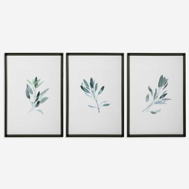 Framed Prints |  Simple Sage Framed Prints, S/3