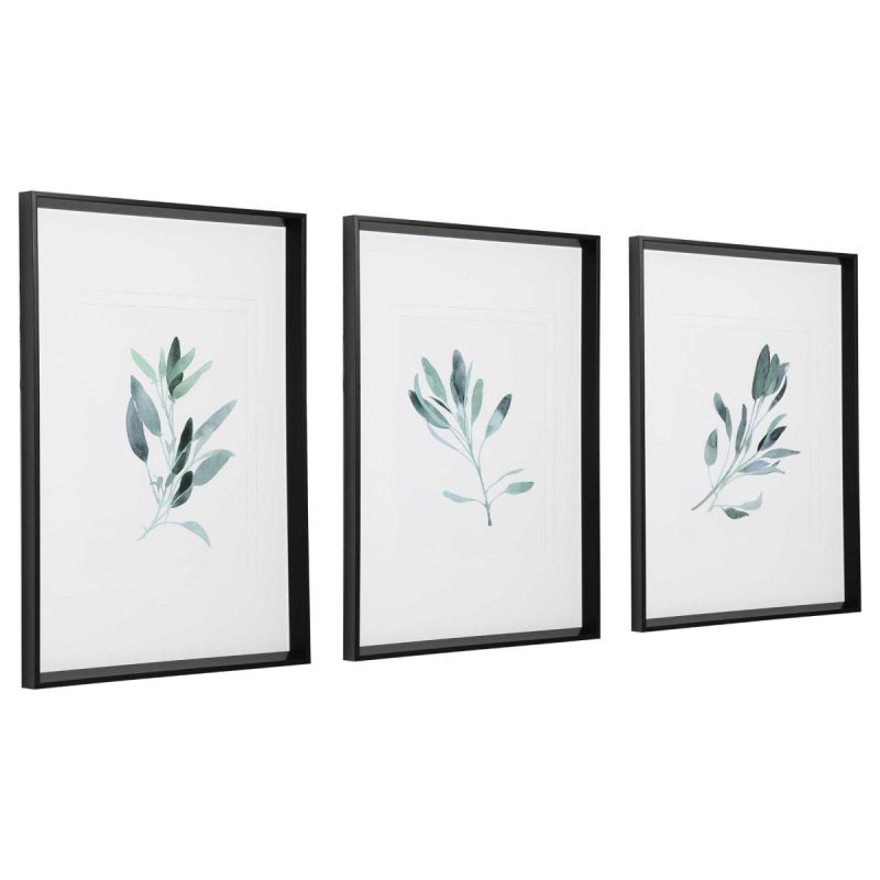 Framed Prints |  Simple Sage Framed Prints, S/3