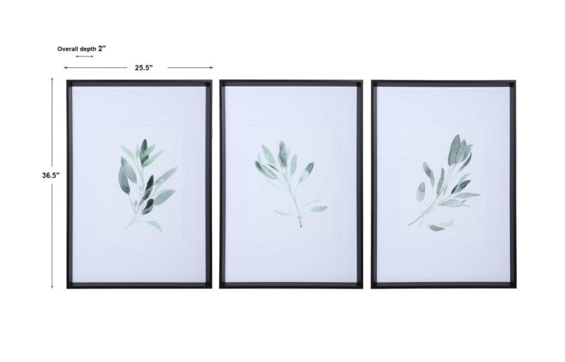 Framed Prints |  Simple Sage Framed Prints, S/3