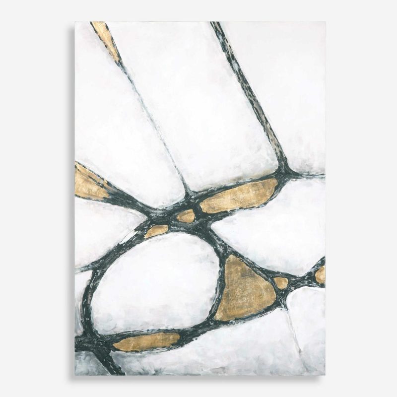 Hand Painted |  Abstract In Gold And Black Hand Painted Canvas