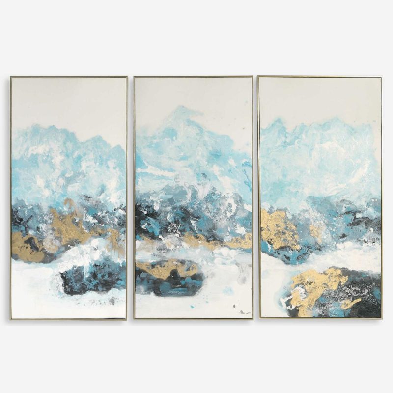 Hand Painted |  Crashing Waves Hand Painted Canvases, S/3