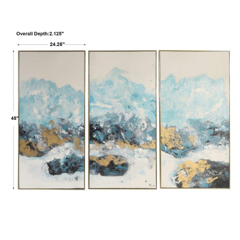 Hand Painted |  Crashing Waves Hand Painted Canvases, S/3