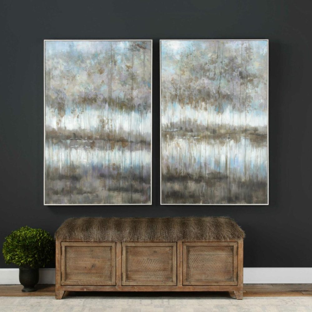 Hand Painted |  Gray Reflections Hand Painted Canvases, S/2