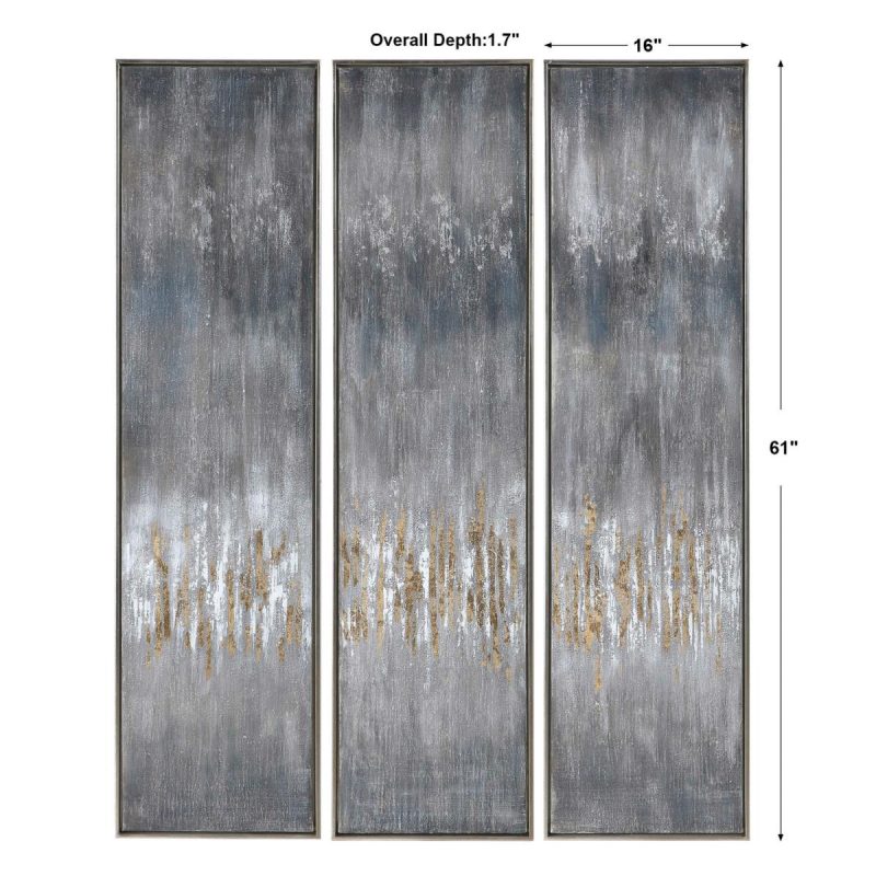 Hand Painted |  Gray Showers Hand Painted Canvases, S/3