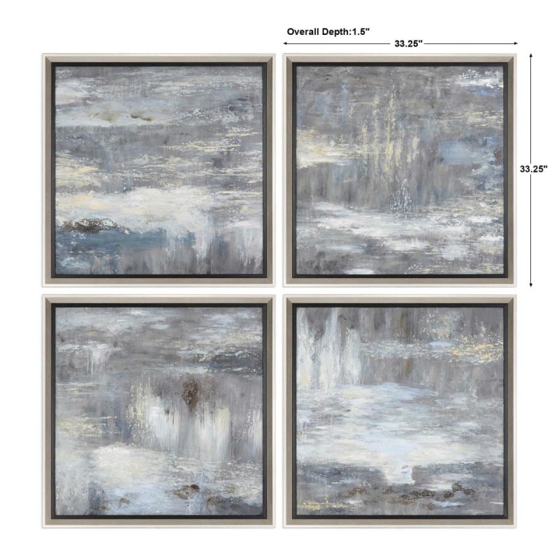 Hand Painted |  Shades Of Gray Hand Painted Canvases, S/4