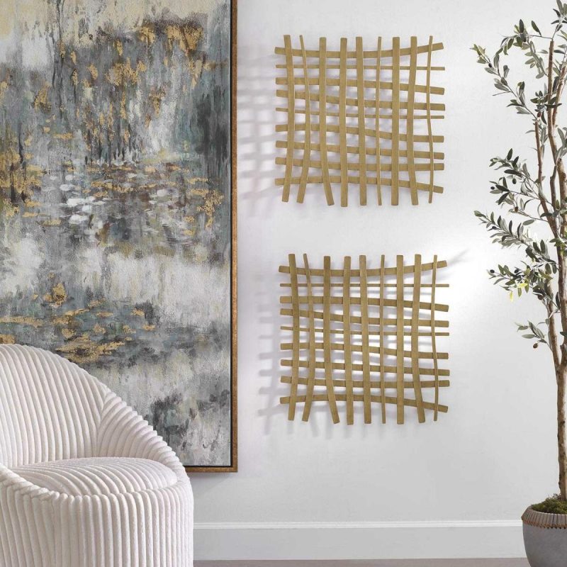 Metal Wall Decor |  Gridlines Metal Wall Decor, Gold