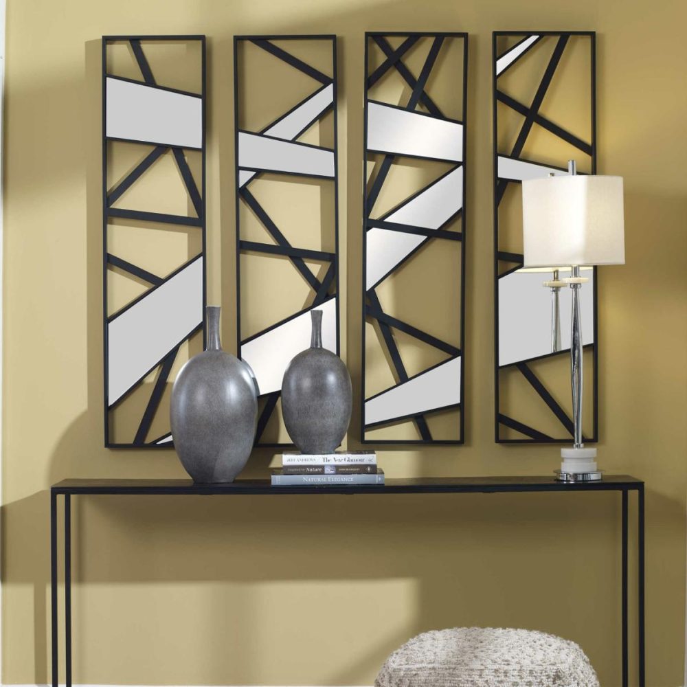 Metal Wall Decor |  Looking Glass Mirrored Wall Decor, S/4