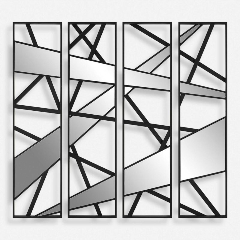 Metal Wall Decor |  Looking Glass Mirrored Wall Decor, S/4