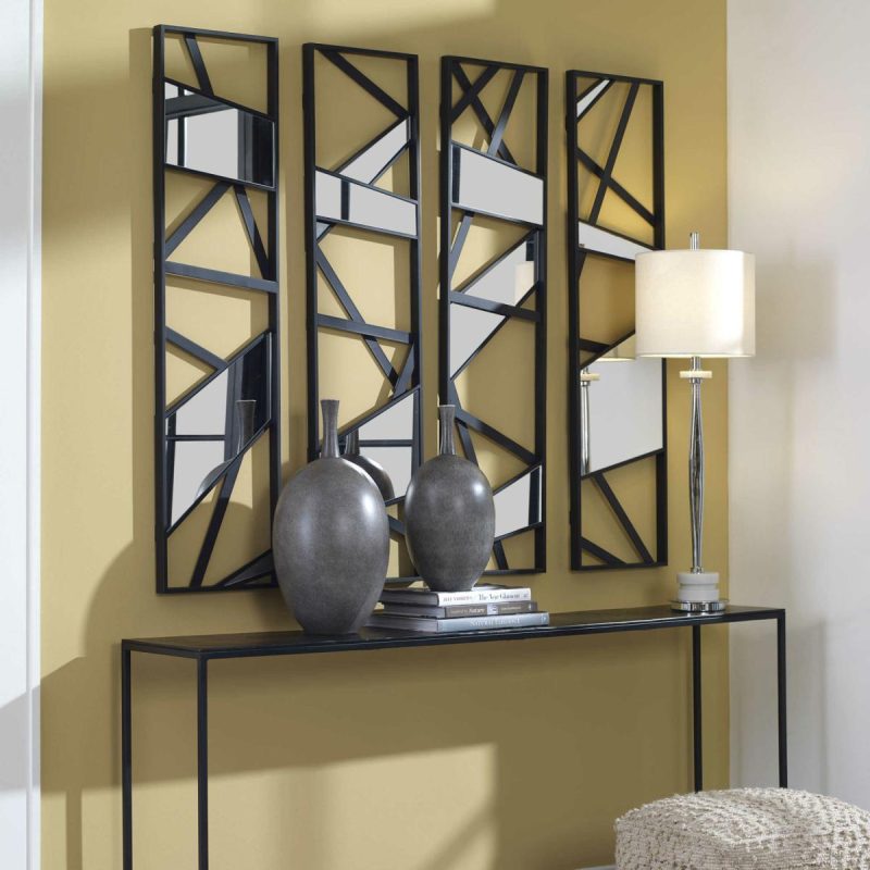 Metal Wall Decor |  Looking Glass Mirrored Wall Decor, S/4