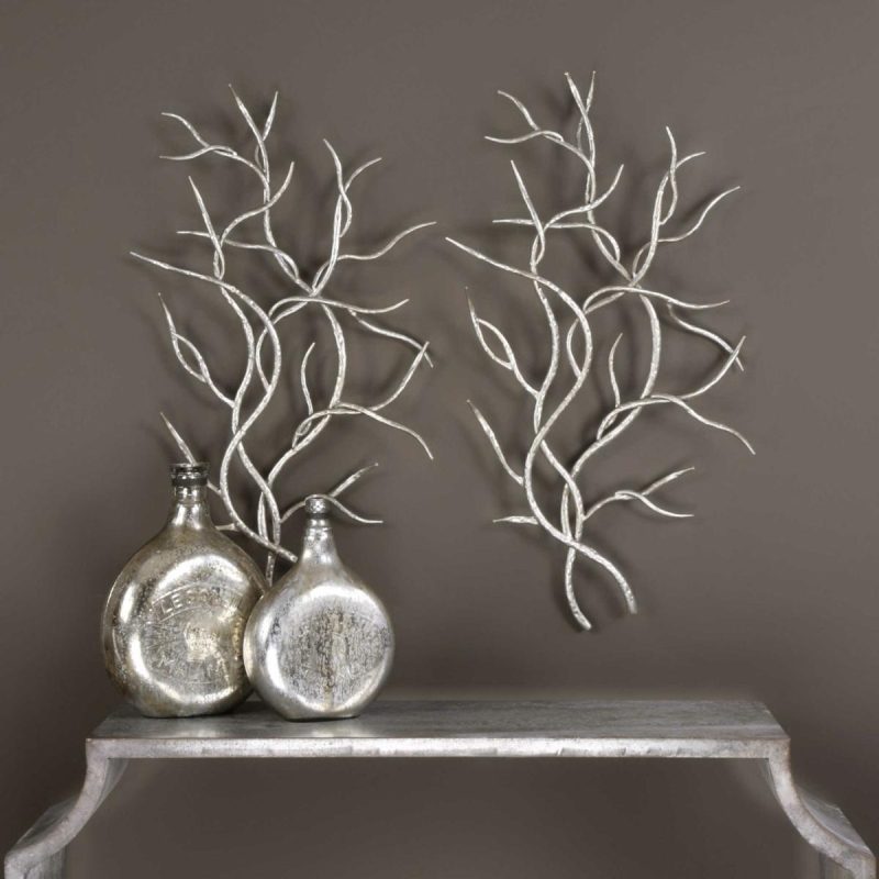 Metal Wall Decor |  Silver Branches Metal Wall Decor, S/2