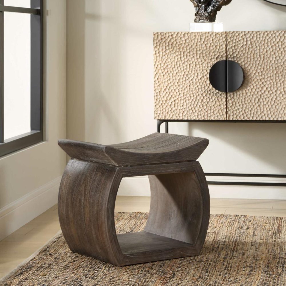 Ottomans-Benches |  Connor Accent Stool, Walnut