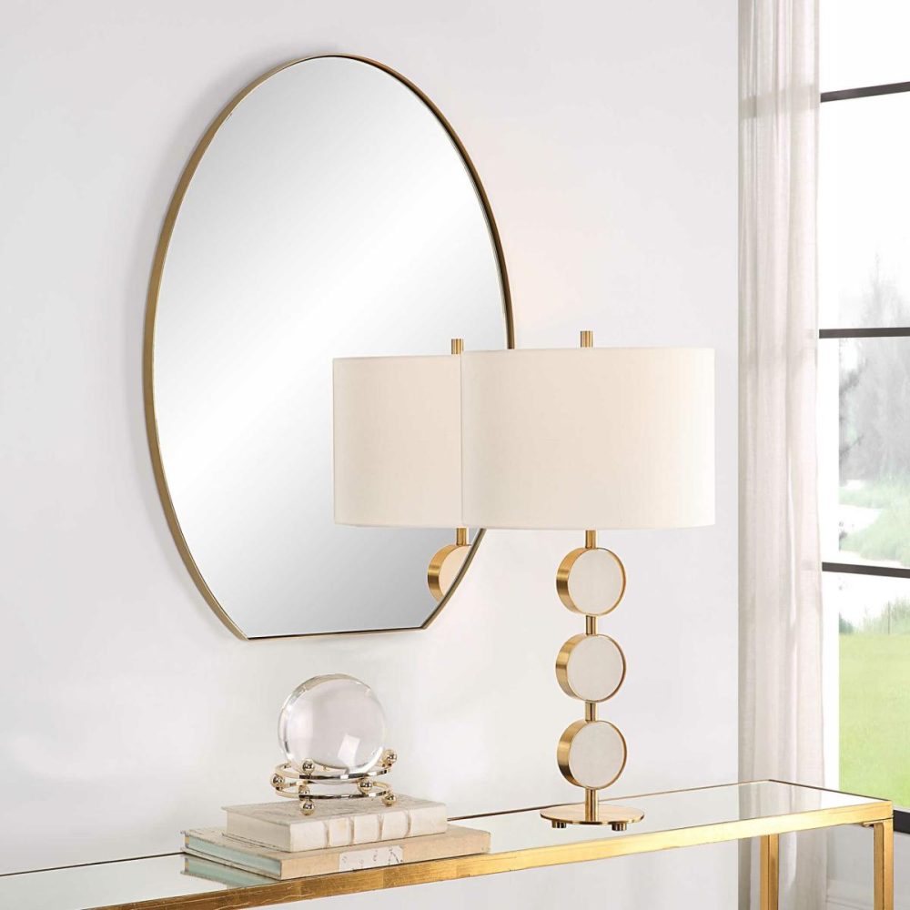 Oval |  Cabell Oval Mirror, Brass