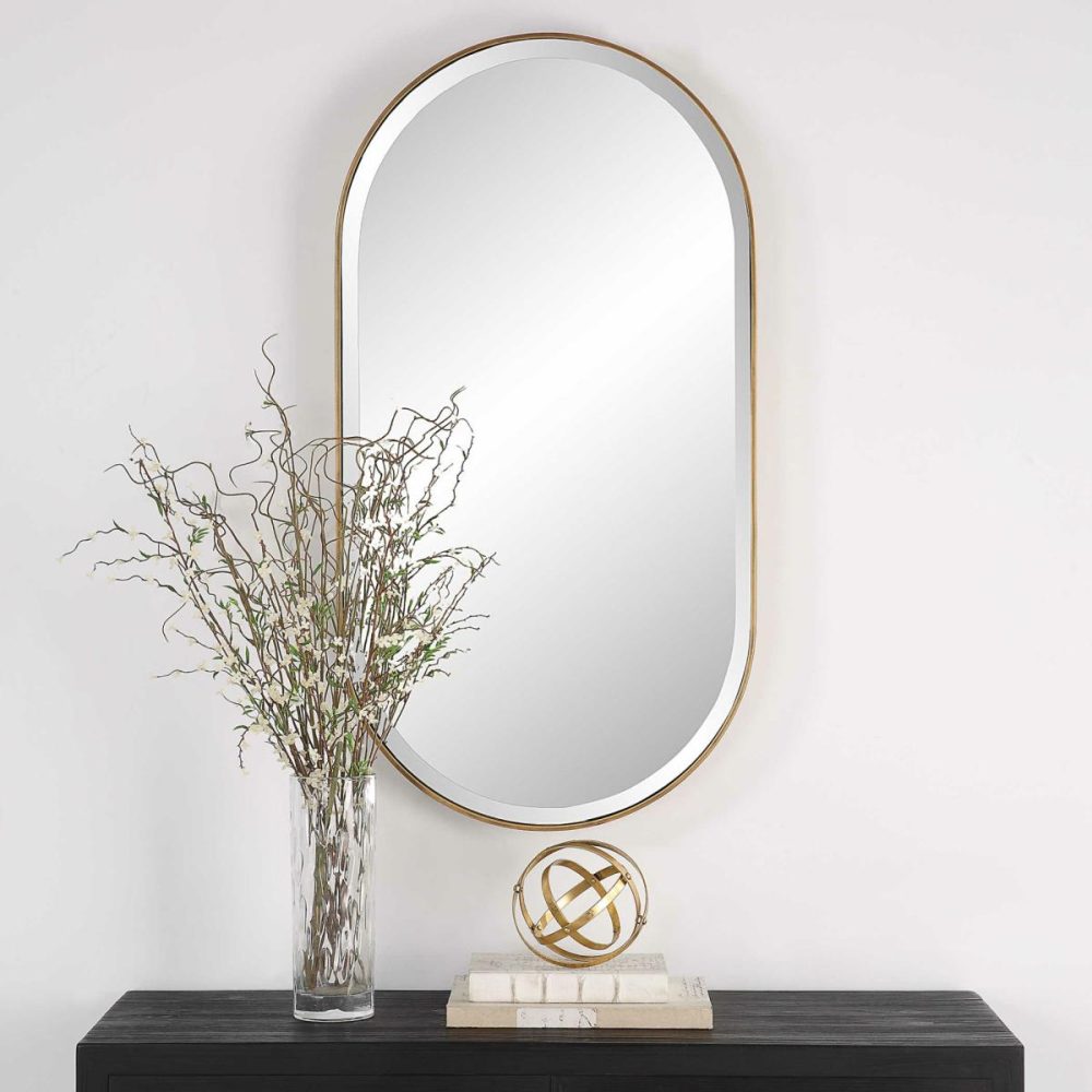 Oval |  Lago Oval Mirror, Gold