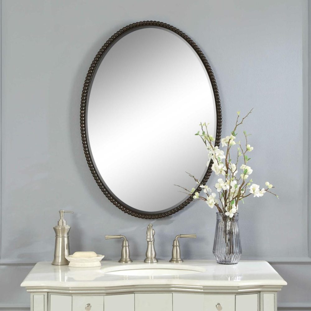 Oval |  Sherise Oval Mirror, Bronze