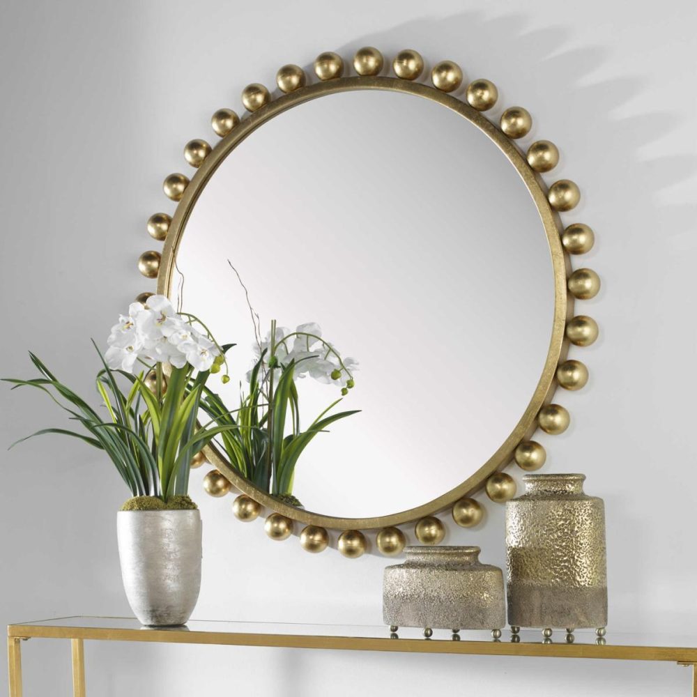 Round |  Cyra Round Mirror, Gold