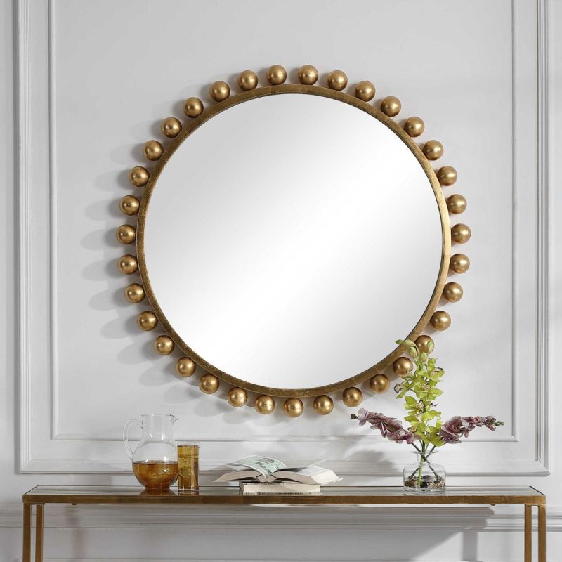 Round |  Cyra Round Mirror, Gold