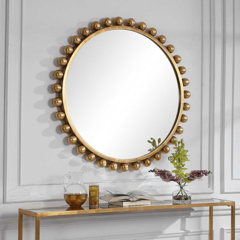 Round |  Cyra Round Mirror, Gold