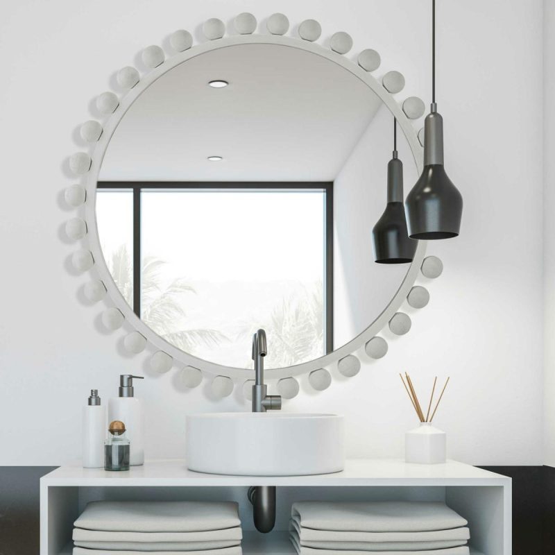 Round |  Cyra Round Mirror, White