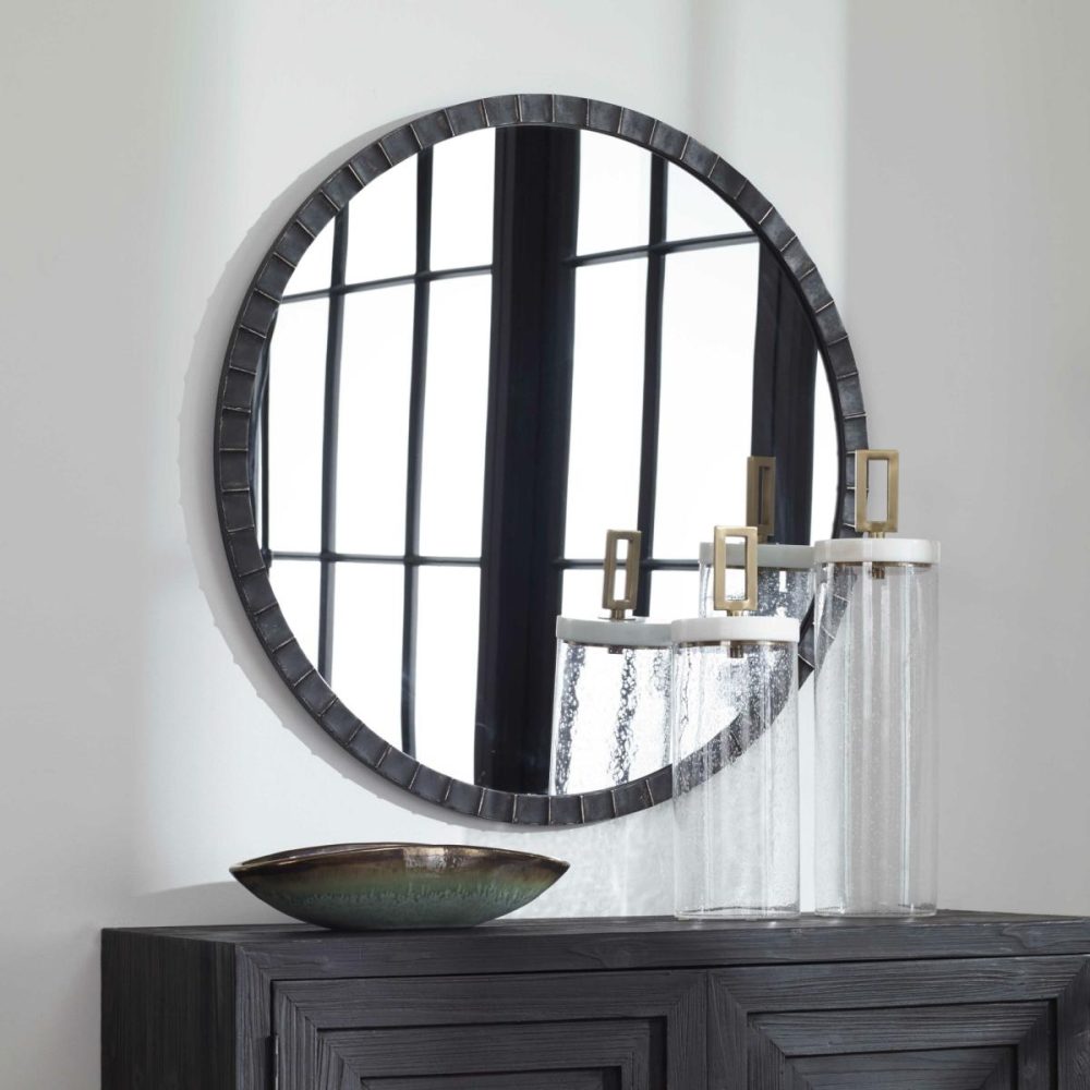 Round |  Dandridge Round Mirror, Black