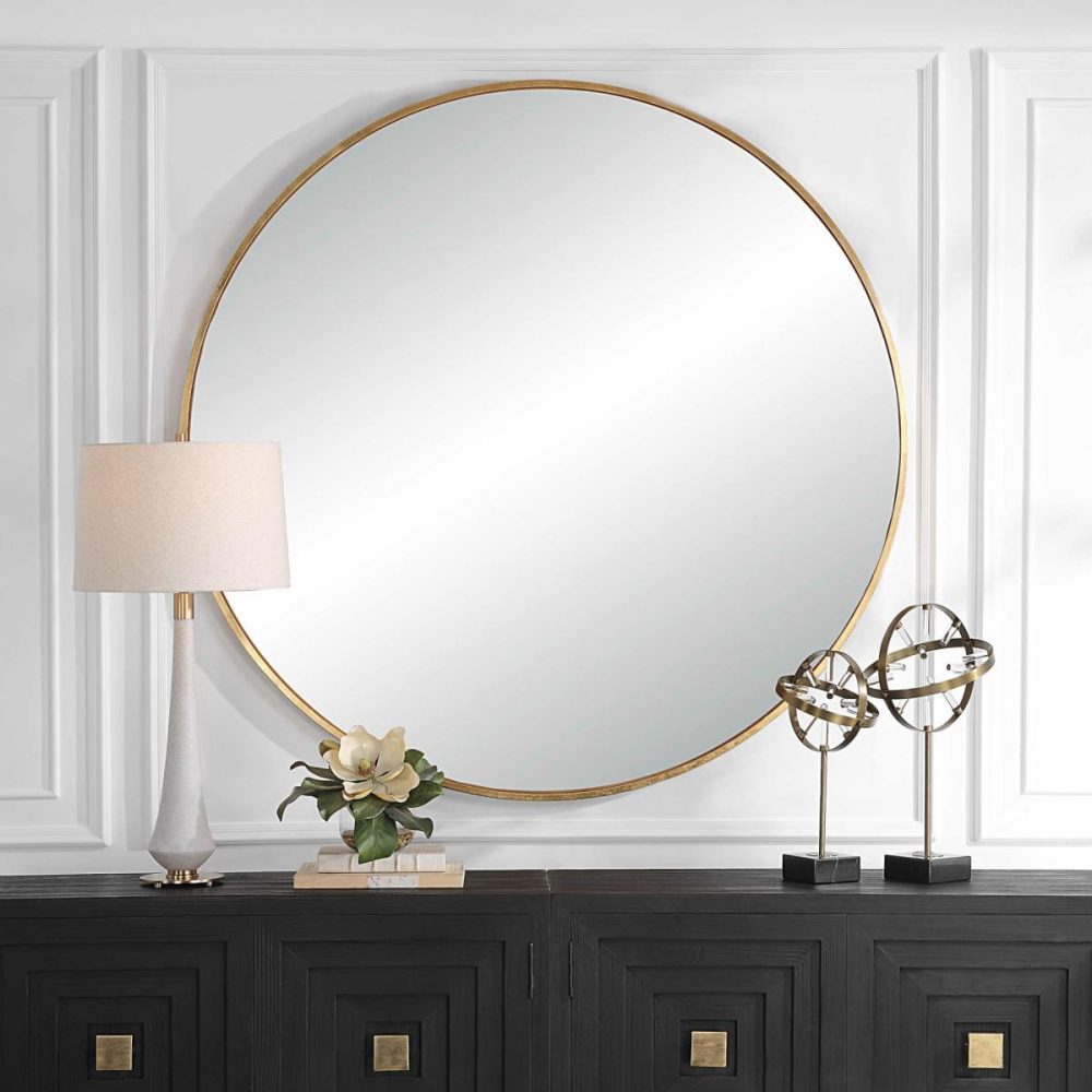 Round |  Junius Large Round Mirror, Gold