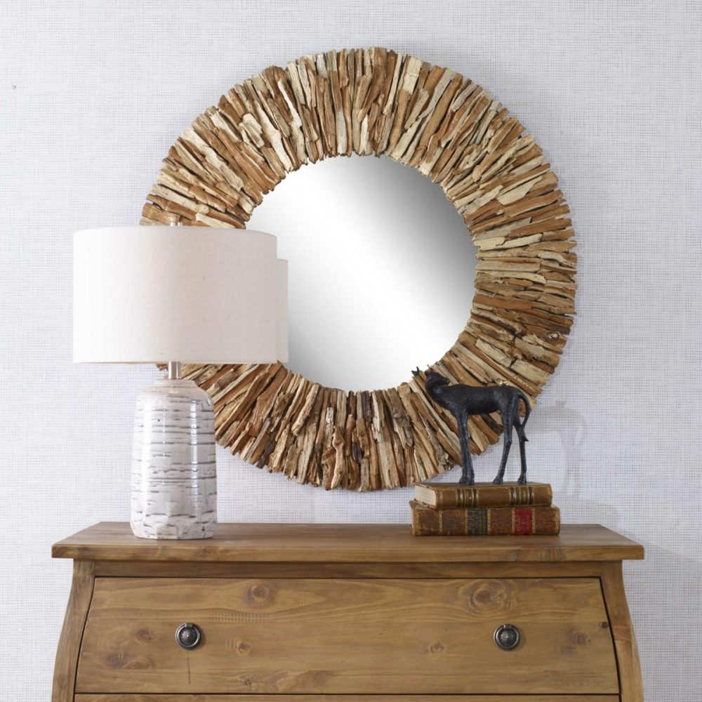 Round |  Teak Branch Round Mirror, Natural