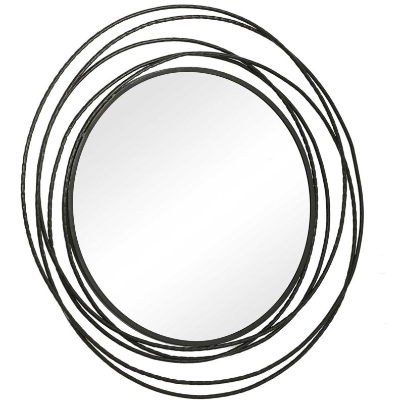 Round |  Whirlwind Round Mirror, Black