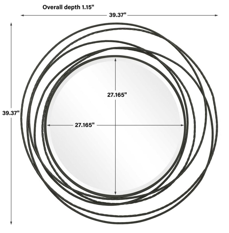 Round |  Whirlwind Round Mirror, Black