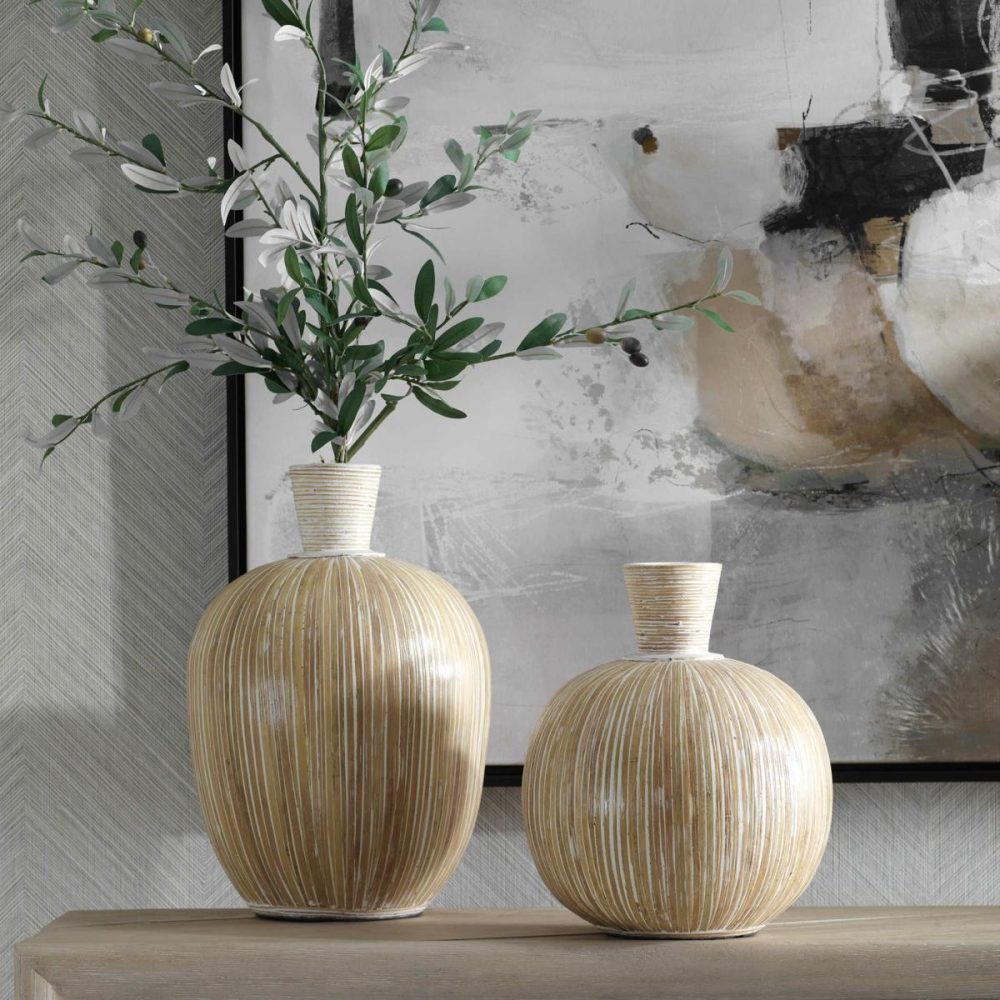 Vases-Urns-Finials |  Islander Vases, White, S/2