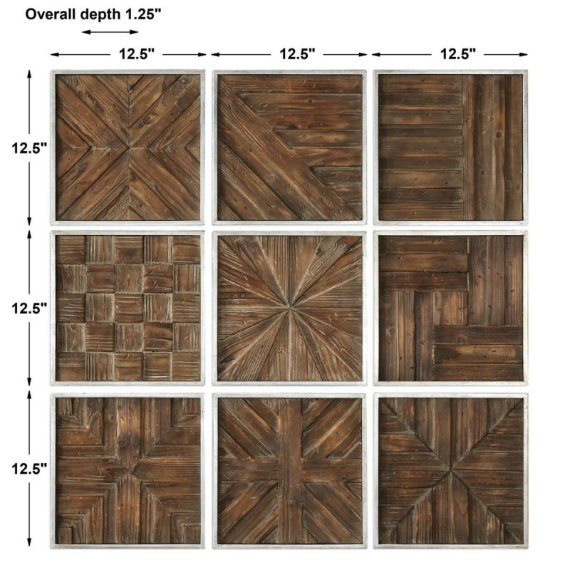 Wood Wall Decor |  Bryndle Squares Wood Wall Decor, S/9